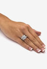 Silvertone Round Cubic Zirconia 2-Piece Channel Set Bridal Ring Set, , alternate image number null
