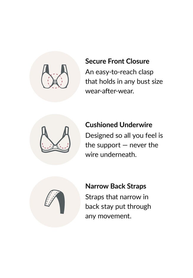 Glamorise Lacey T-Back Front-Closure WonderWire Underwire  Bra 9246 (Women's & Women's Plus), , alternate image number 2