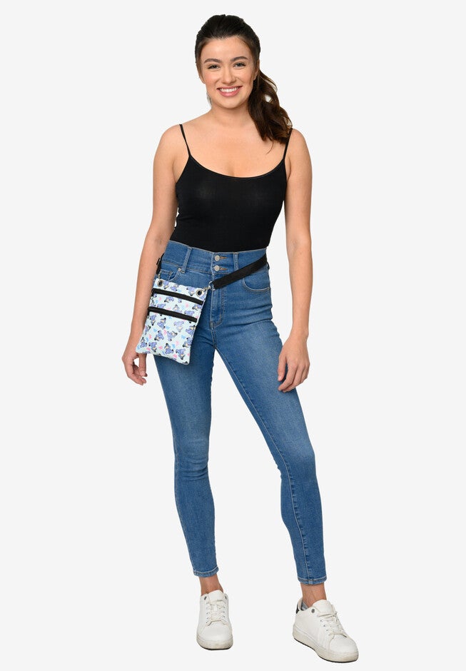 Eeyore Butterflies Passport Bag Travel Crossbody Purse Light Blue, , alternate image number null