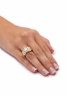 Gold-Plated Marquise Cut Step Top Engagement Ring Cubic Zirconia, , alternate image number null