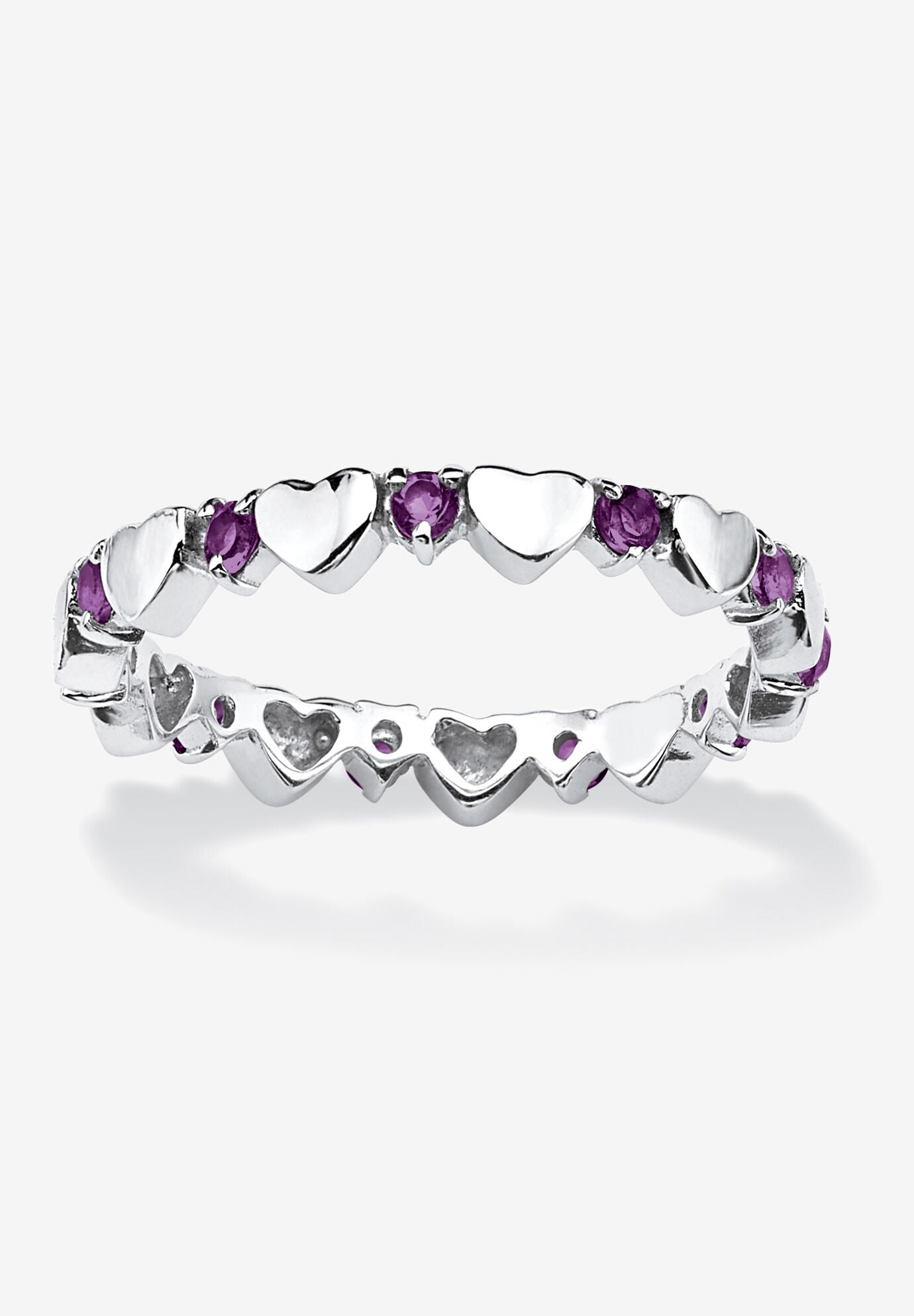 Simulated Birthstone Heart Eternity Ring, FEBRUARY, hi-res image number 0