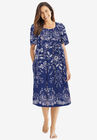 Mixed Print Short Lounger, EVENING BLUE VINES, hi-res image number null