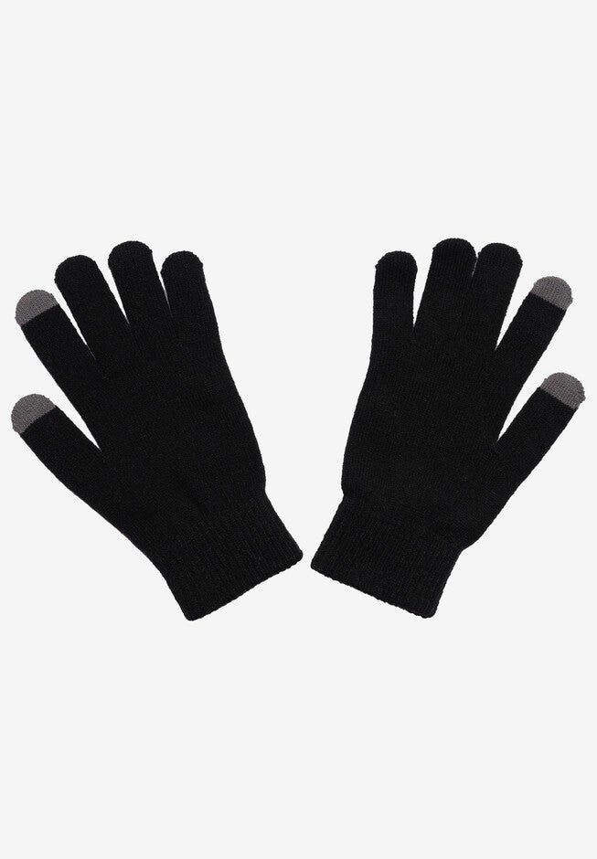 Adult Unisex Disney Mickey Mouse Knit Beanie Hat & Texting Gloves Black 2-PC Set, , on-hover image number null