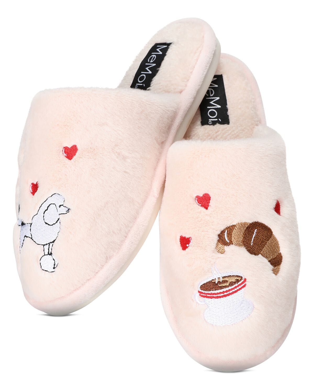 Women's I Love Paris Plush Slippers, PALE BLUSH, hi-res image number 0
