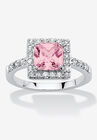 Simulated Birthstone and Crystal Halo Ring in Sterling Silver, JUNE, hi-res image number null