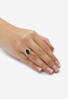 Sterling Silver Natural Black Onyx Marquise Shaped Bypass Ring, , alternate image number null