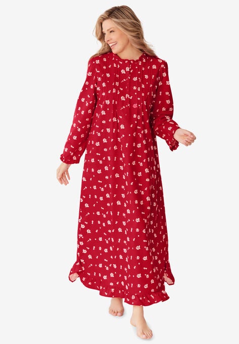 Long Flannel Nightgown , CLASSIC RED ROSE, hi-res image number null