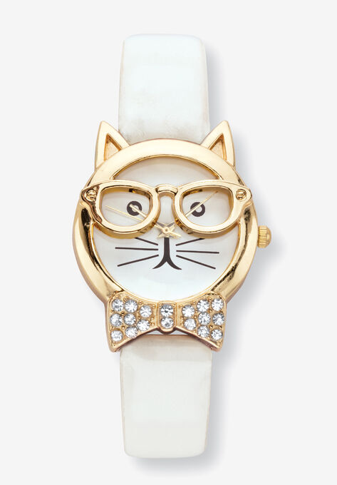 Cat Watch Round Crystal , WHITE, hi-res image number null