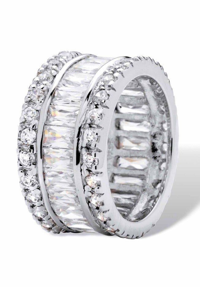 Platinum-Plated Eternity Bridal Ring Cubic Zirconia (9 1/3 cttw TDW), , on-hover image number 1