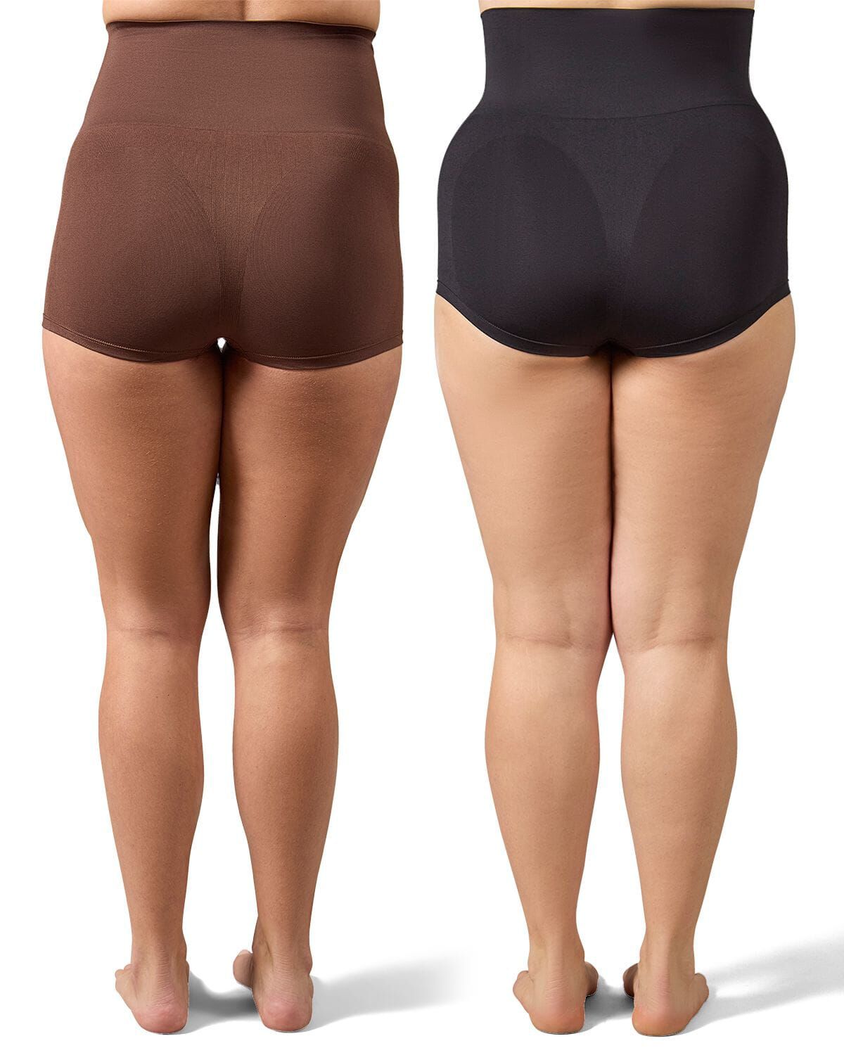 2 Pair Women's High-Waist Boy Short Shaping Briefs, MOCHA BLACK, alternate image number 2