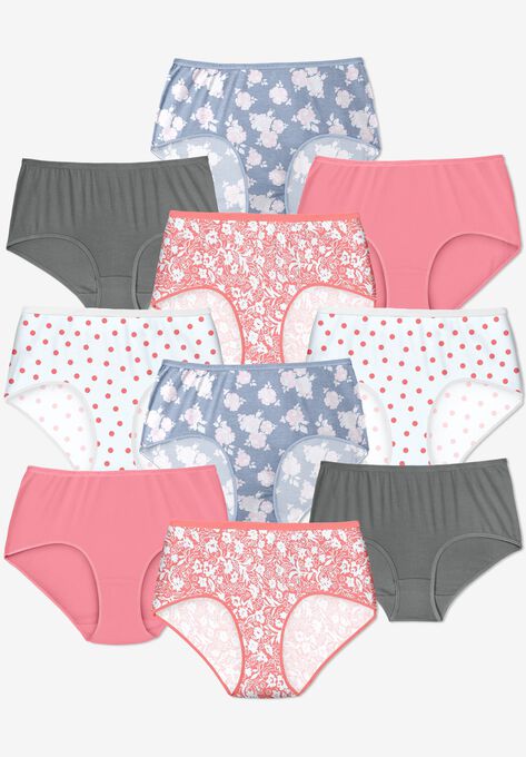 10-Pack Pure Cotton Full-Cut Brief , ROSE PACK, hi-res image number null