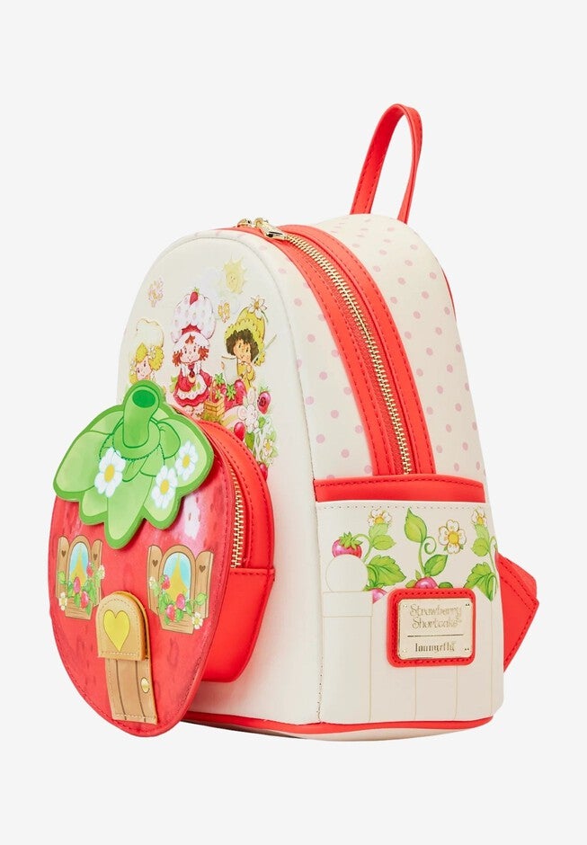 Loungefly x Strawberry Shortcake House Mini Backpack Handbag, RED, on-hover image number null