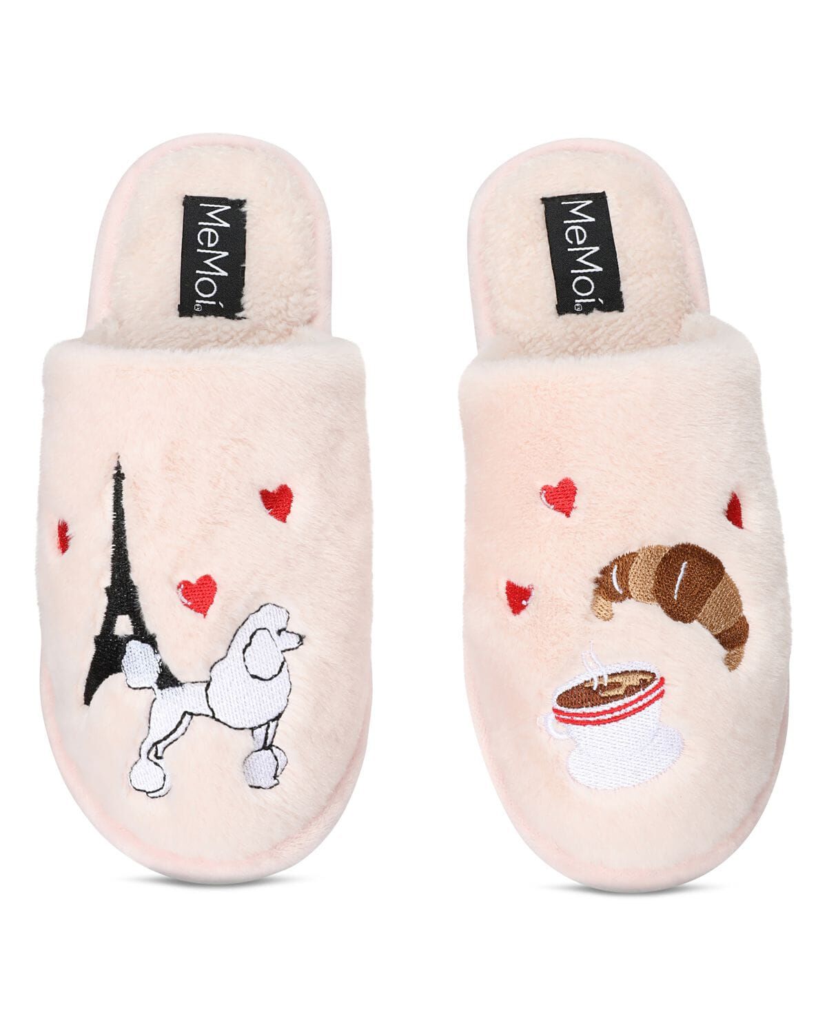 Women's I Love Paris Plush Slippers, PALE BLUSH, alternate image number 1