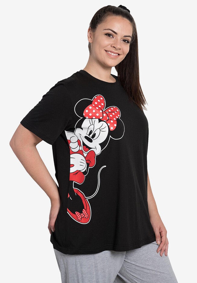 Disney Women's Minnie Mouse Leaning Short Sleeve T-Shirt Black, , alternate image number 2
