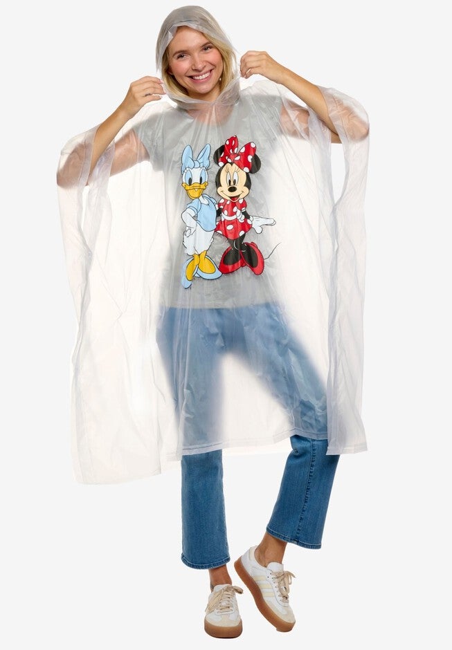 Womens Disney Minnie Mouse & Daisy Duck Rain Poncho, WHITE, alternate image number 3