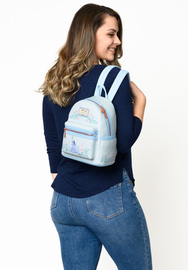 Loungefly X Disney Eeyore Mini Backpack Handbag Floral Light Blue, , on-hover image number null