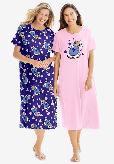 2-Pack Long Sleepshirts, PINK DOG LOVE, hi-res image number null