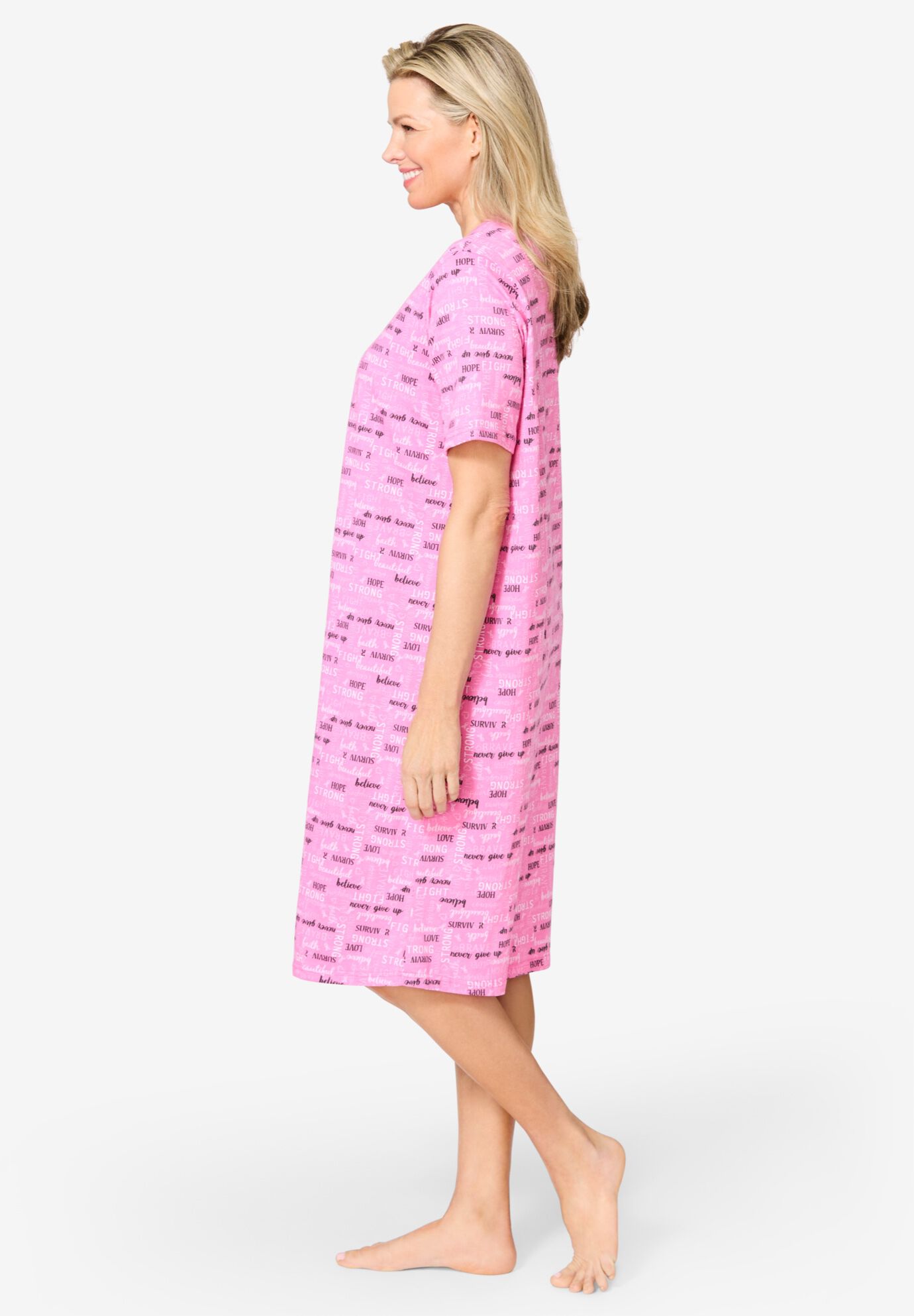Breast Cancer Support Sleepshirt, PINK BELIEVE, alternate image number 2