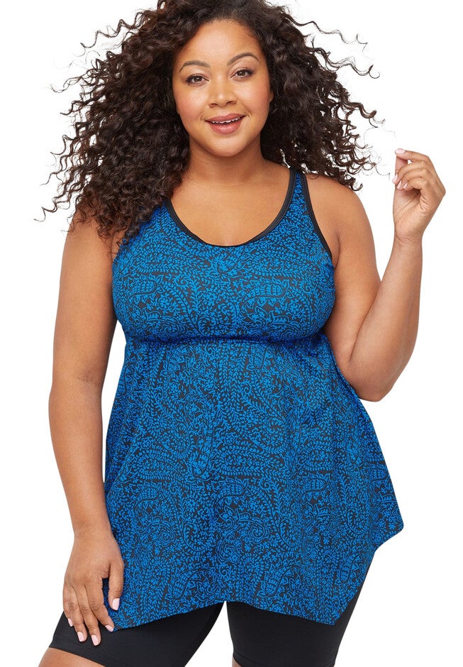 Windrush Tankini Top, BLUE PAISLEY BLACK, hi-res image number 0