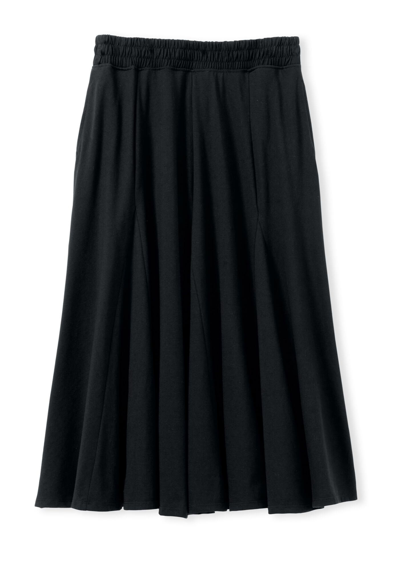 Wide Elastic Waist Skirt, BLACK, alternate image number 2