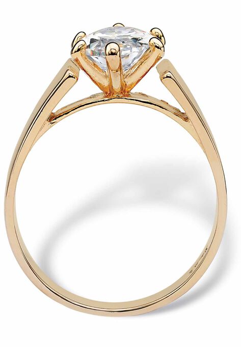 Yellow Gold Plated Cubic Zirconia Solitaire Engagement Ring, , on-hover image number null