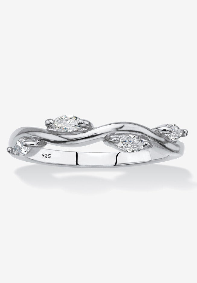 Sterling Silver Cubic Zirconia Marquise Vine Ring, CUBIC ZIRCONIA, hi-res image number null