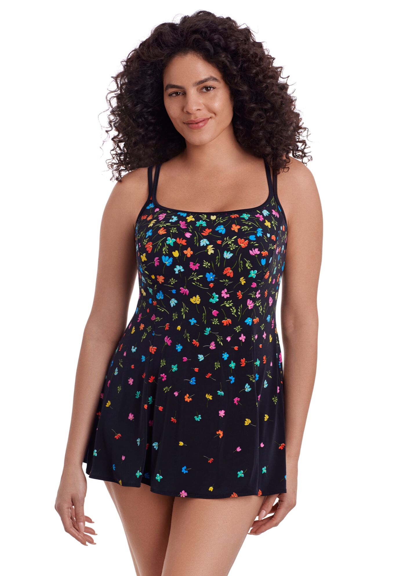 Princess Seam Swimdress, LITTLE FLOWERS, on-hover image number 1
