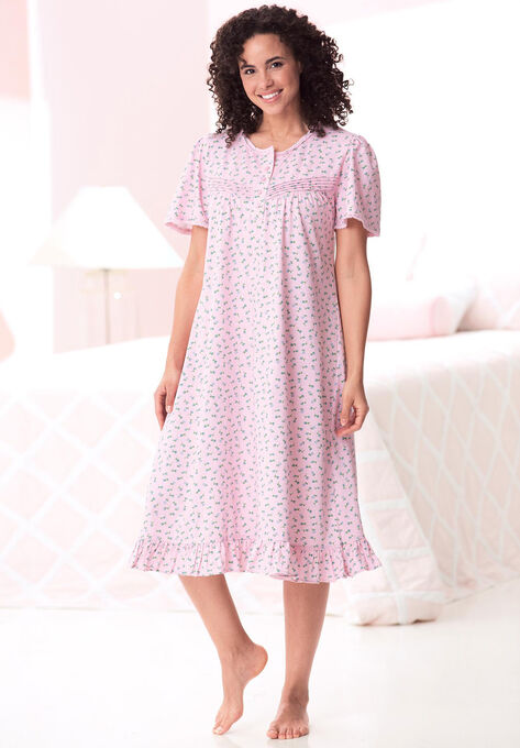 Short Floral Print Cotton Gown , , alternate image number null