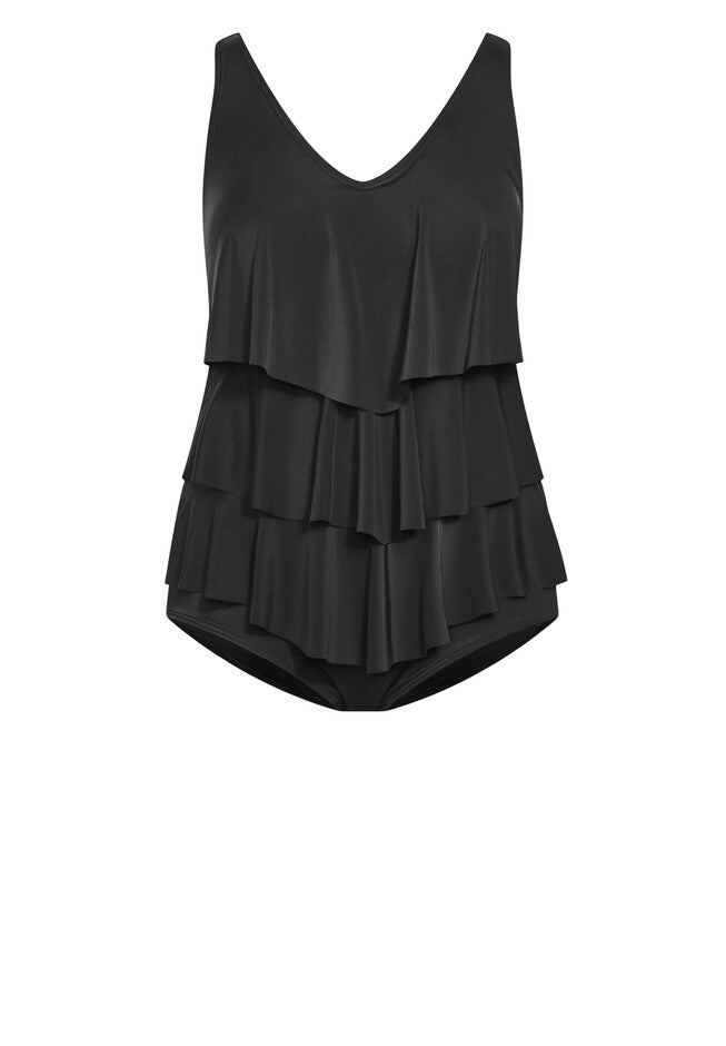 Pia V-Tiered 1 Piece, BLACK, alternate image number null