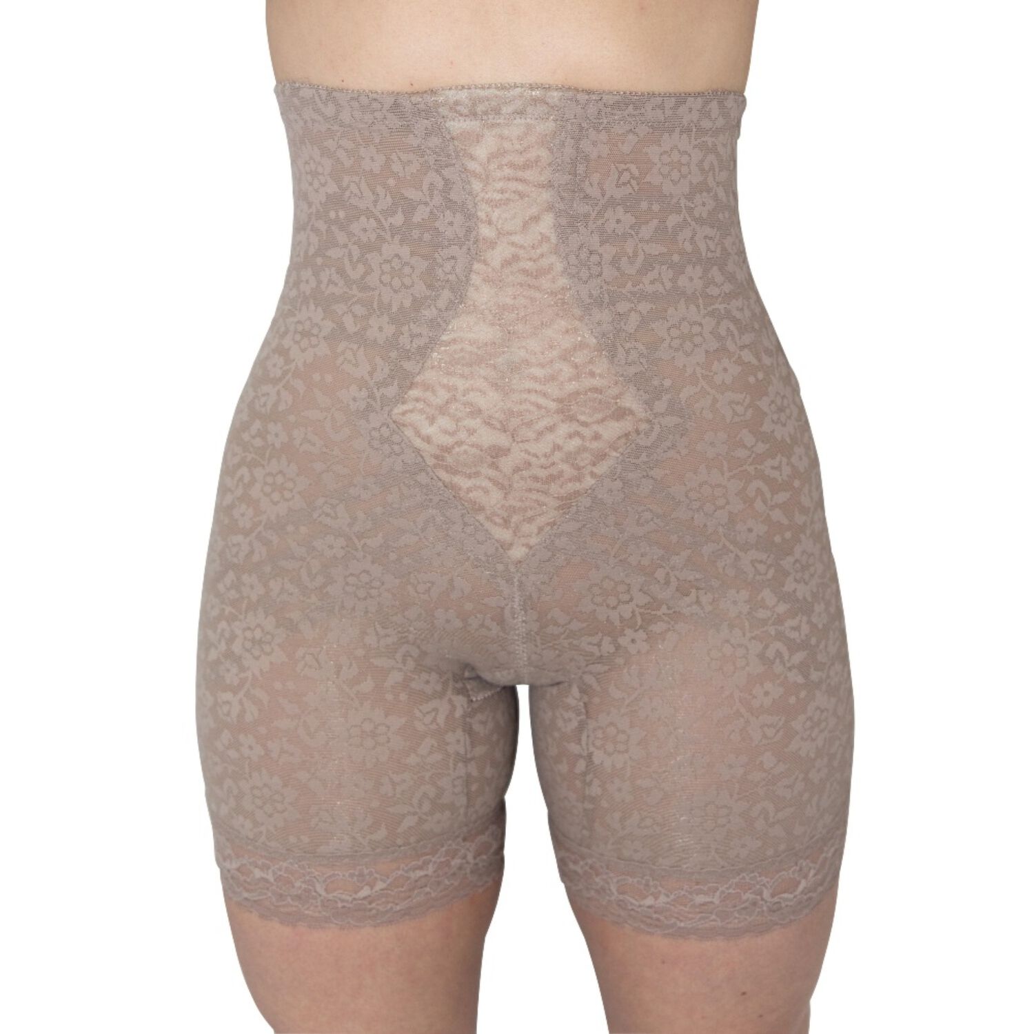 No Roll High Waist Lace Thigh Slimmer with Extra Firm Support, MOCHA, hi-res image number 0