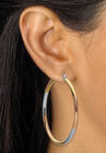 Tri Tone Gold Ion Plated Stainless Hoop & Cz Stud Earring Set (50Mm) (4 Cttw) Jewelry, , alternate image number null