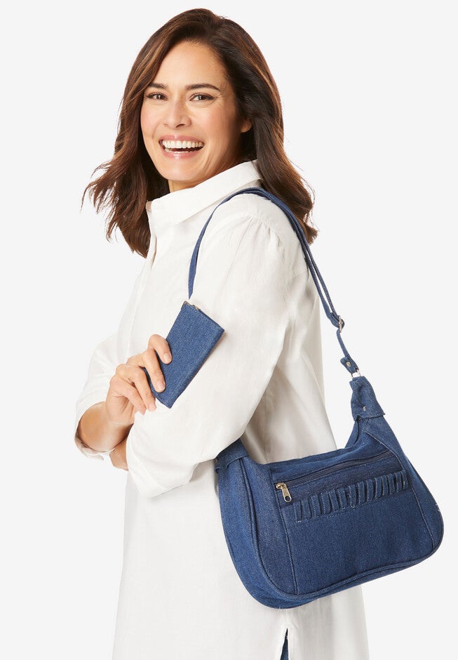 denim bag & wallet set, MEDIUM STONEWASH, hi-res image number 0