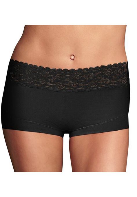 Cotton Dream&reg; Boyshort With Lace , BLACK, hi-res image number null