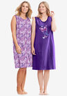 2-Pack Sleeveless Sleepshirt , PLUM BURST FLORAL BUTTERFLY, hi-res image number null
