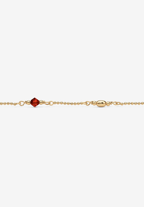 Gold Over Sterling Silver Simulated Birthstone Ankle Bracelet 11 Inches, , on-hover image number null