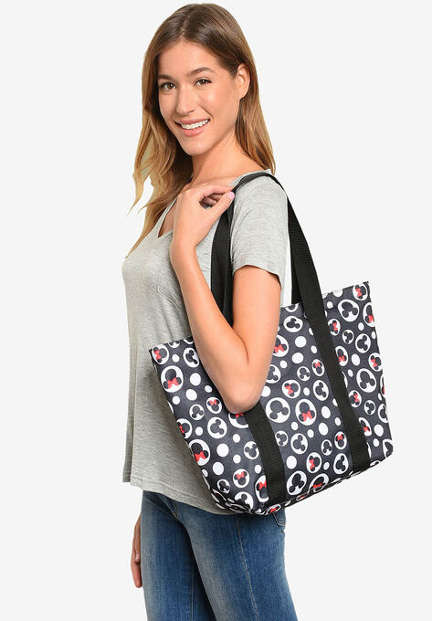 Disney Mickey Mouse Tote Minnie Icon Zippered Travel Handbag, BLACK, hi-res image number null