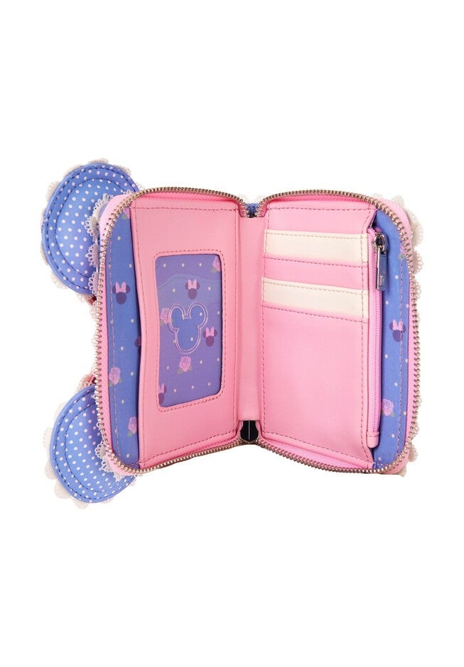 Loungefly x Disney Minnie Mouse Floral and Lace Zip Around Wallet, BLUE, alternate image number null