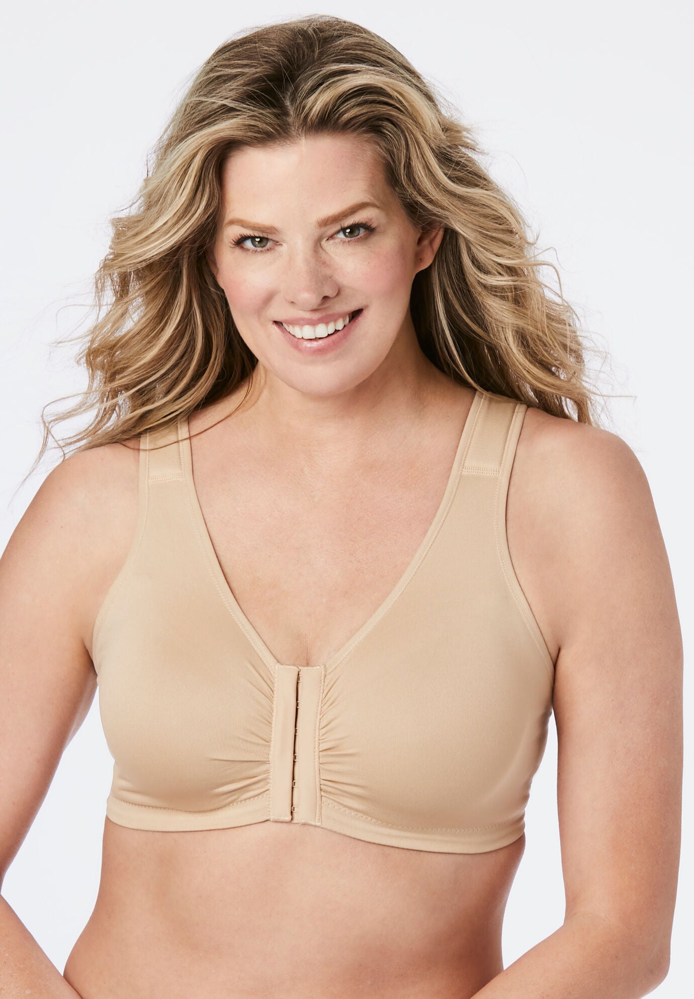 The Laurel - Seamless Comfort Front-Closure Bra, BEIGE, hi-res image number 0