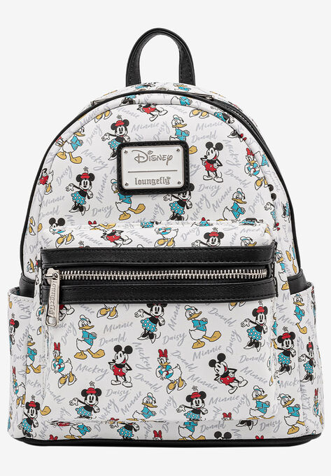 Loungefly x Disney Mickey Minnie Donald Daisy Mini Backpack Handbag White, MULTI, hi-res image number null