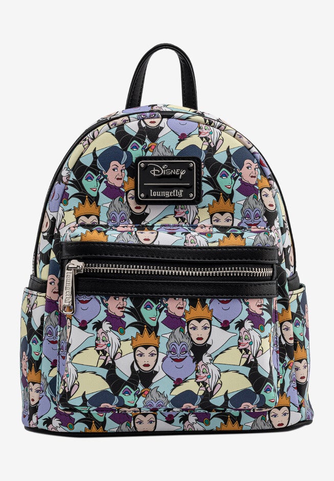 Loungefly x Disney Villains Mini Backpack Handbag All-Over Print Cruella De Vil, MULTI, hi-res image number 0