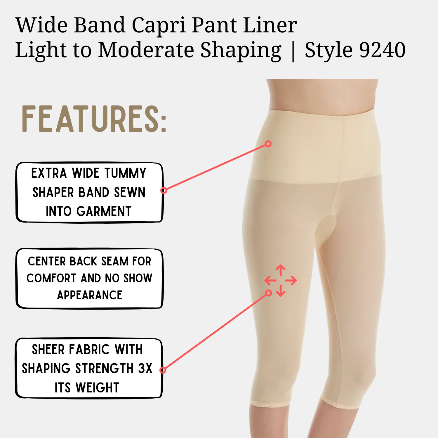 Leg Shaper/Pant Liner Light to Moderate Shaping, BEIGE, alternate image number 2
