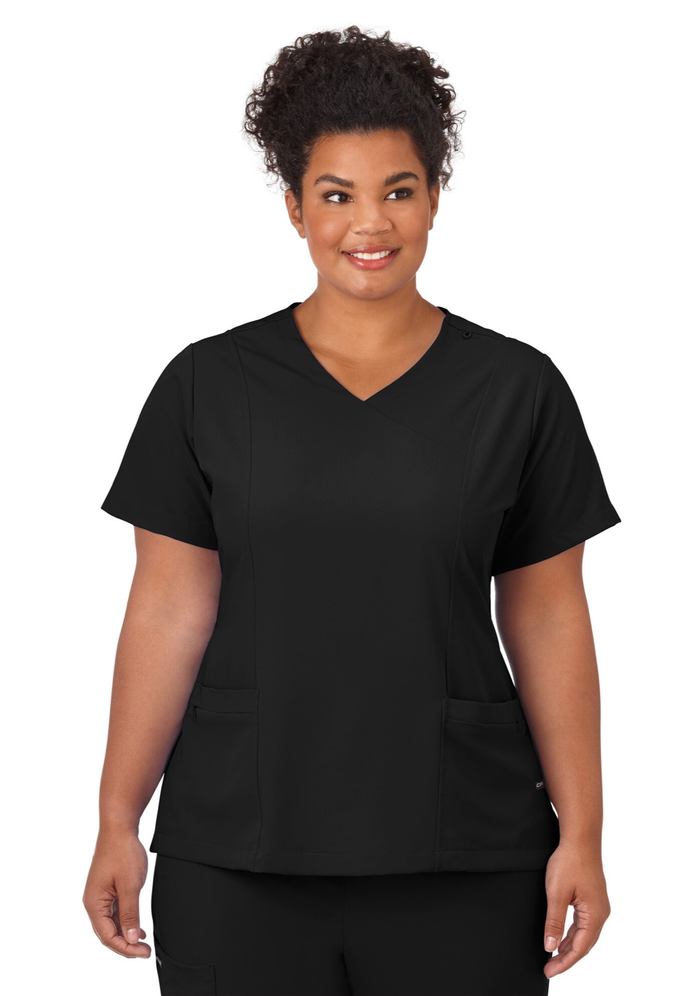 Jockey Scrubs Women&#39;s Mock Wrap Top, BLACK, hi-res image number 0