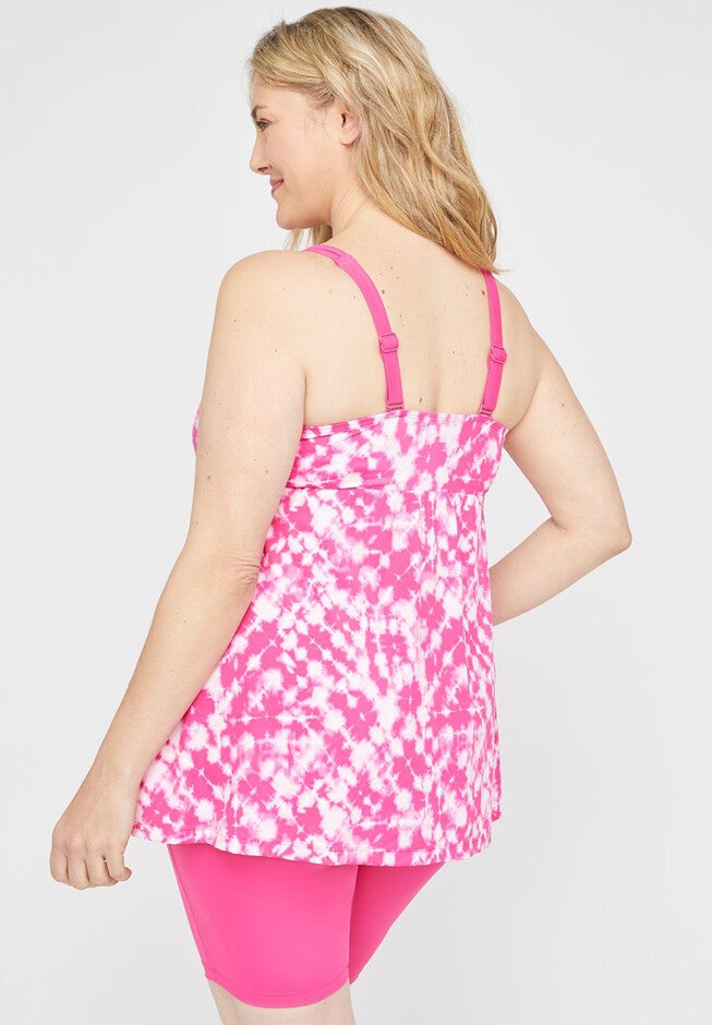 Tie-Dye Keyhole Tankini Top, , on-hover image number 1