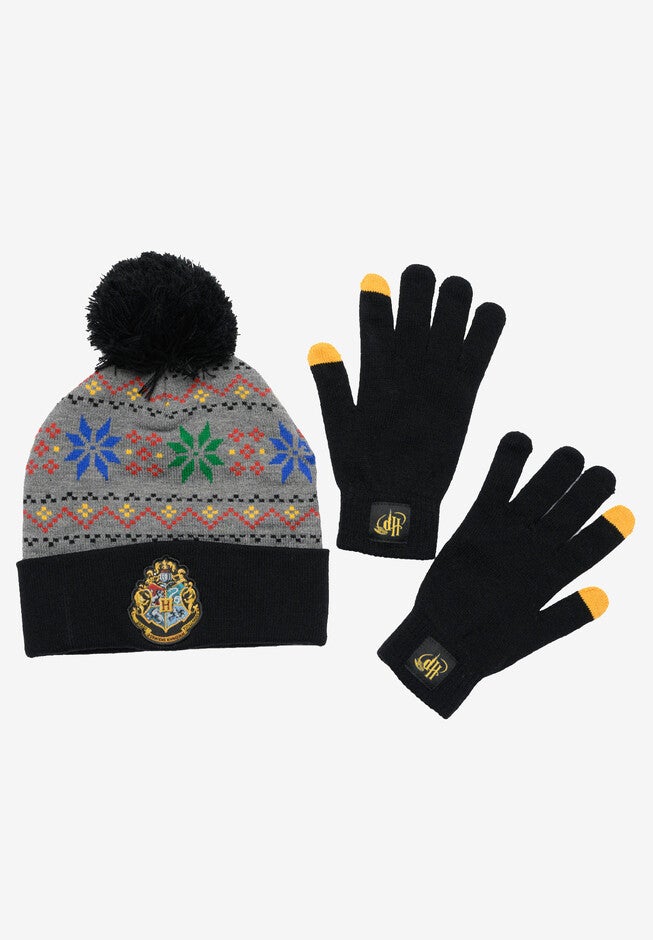Harry Potter Beanie Hat With Gloves Touch Screen Knit Hogwarts Set, , alternate image number 2