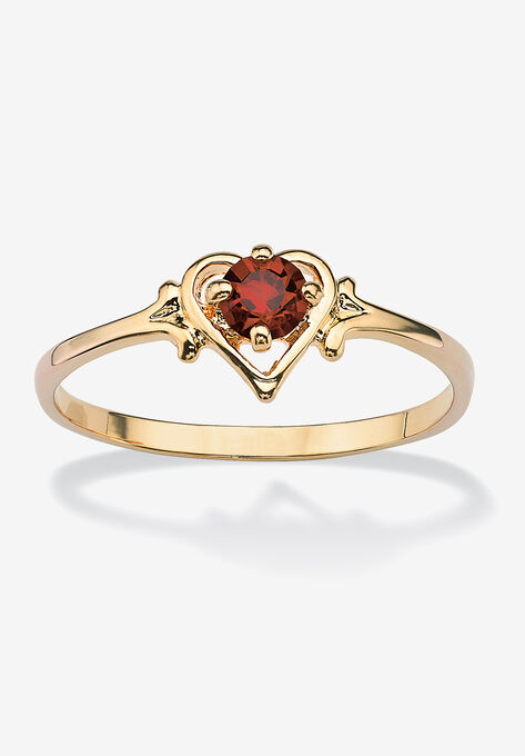 Yellow Gold-Plated Simulated Birthstone Ring, JANUARY, hi-res image number null