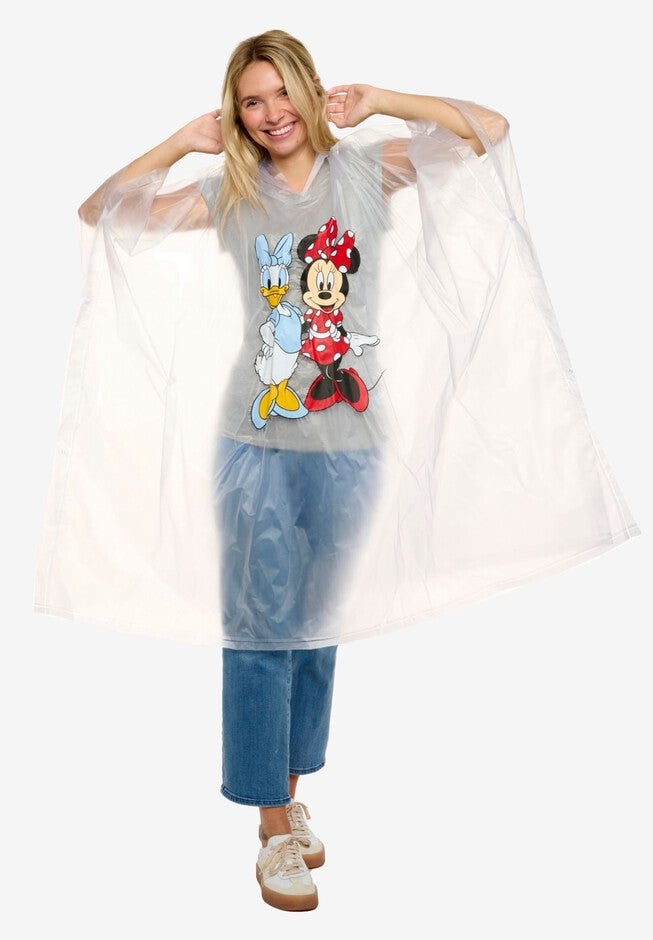 Womens Disney Minnie Mouse & Daisy Duck Rain Poncho, WHITE, alternate image number 2