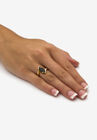 18k Yellow Gold-Plated Natural Black Onyx Marquise Shaped Bypass Ring, , alternate image number null
