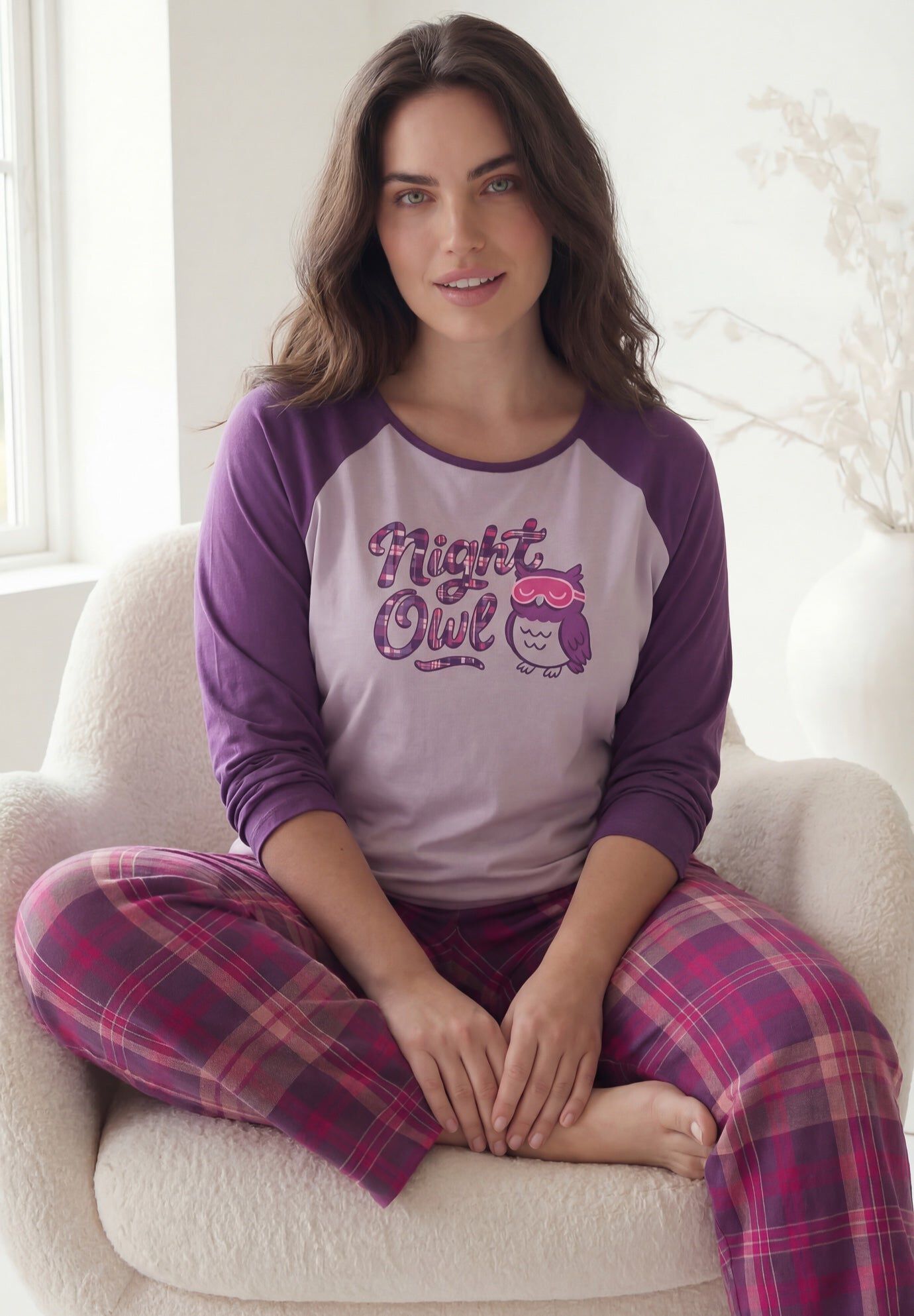 Dreams & Co.&reg; Classic Baseball Tee, PALE LILAC OWL, hi-res image number 0