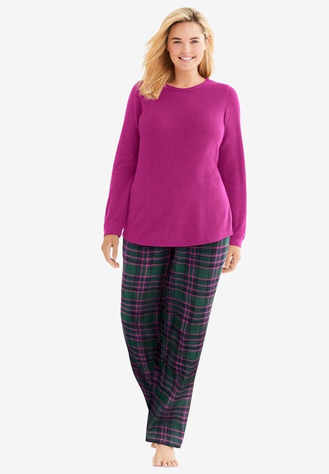 Thermal PJ Set , EMERALD GREEN PLAID, hi-res image number null