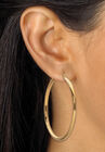 Tri Tone Gold Ion Plated Stainless Hoop & Cz Stud Earring Set (50Mm) (4 Cttw) Jewelry, , alternate image number null